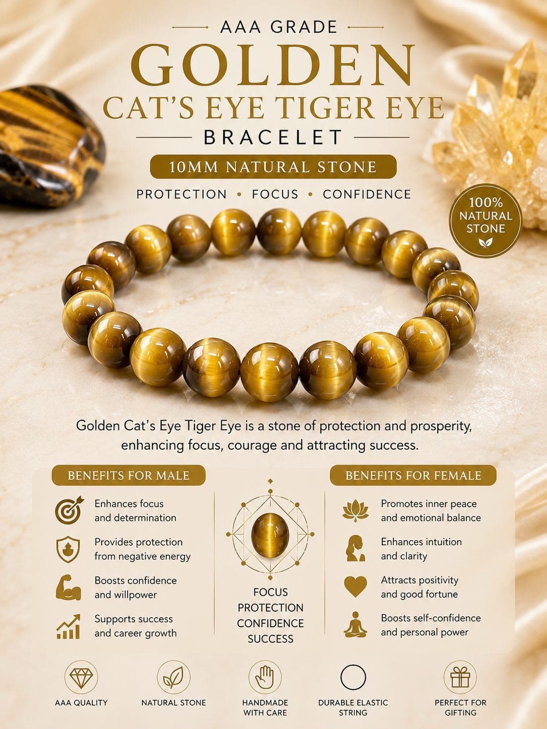 Golden Cat's Eye Tiger Eye Bracelet
