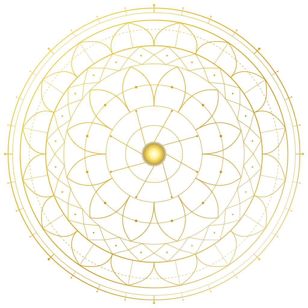 Ornate gold sacred geometry lotus mandala wheel illustration
