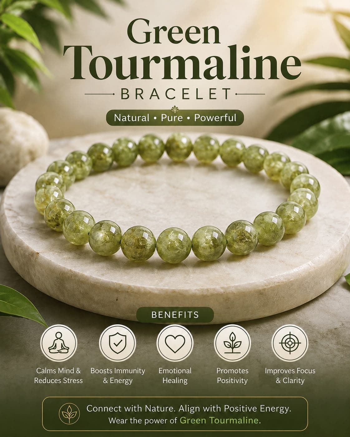 Green Tourmaline Natural Bracelet
