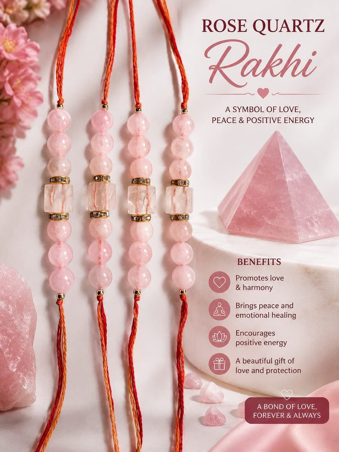 Rose Quartz Sacred Rakhi