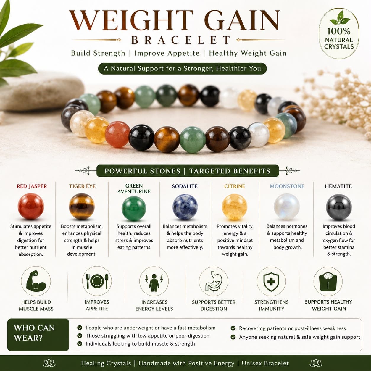 Natural Weight Gain Crystal Bracelet
